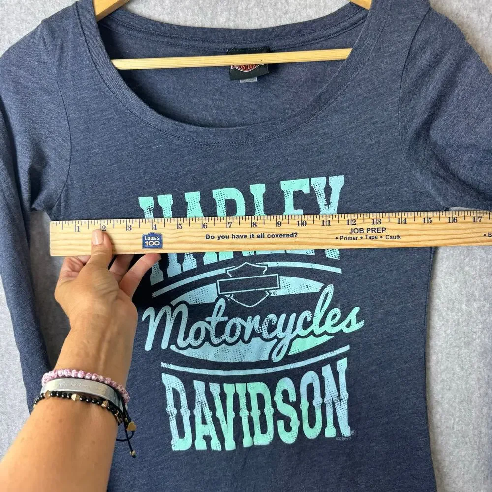 Harley Davidson Long Sleeve Tee Shirt Women’s Size Small Gray Graphic Biker Top
